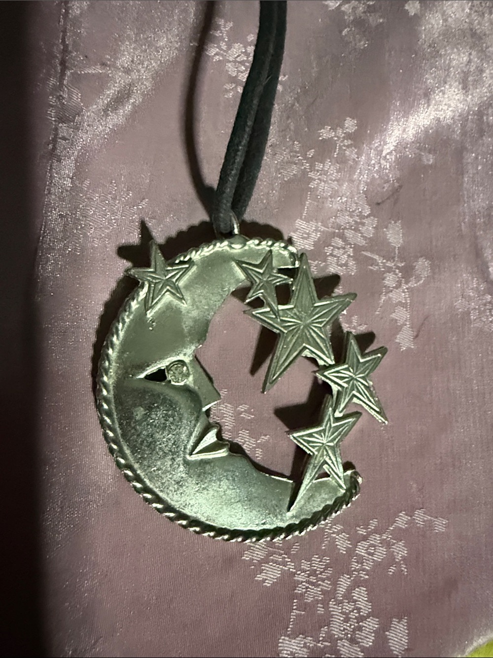 Crescent Moon & Star Pendant Necklace - Silver